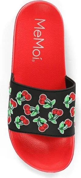 Memoi Women's Cherries Lightweight Slides Red M - Image 2