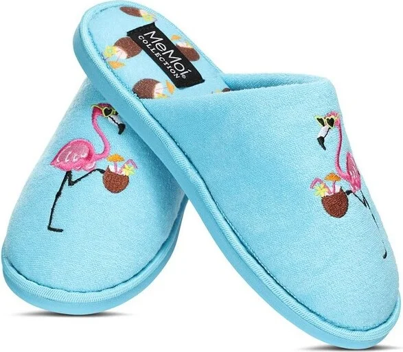 Memoi Women's Lemons Terry Slide Slippers Sea Blue S