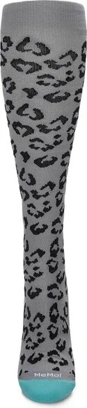 Memoi Women's Leopard Nylon 15-20mmHg Graduated Compression Socks Black - Image 3