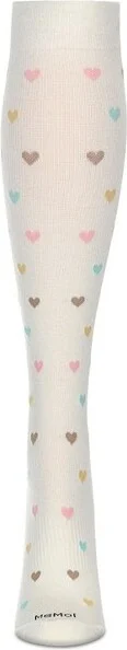 Memoi Women's Multicolor Hearts Bamboo Blend 8-15MMHG Graduated Compression Socks Ivory 9-11 - Image 2