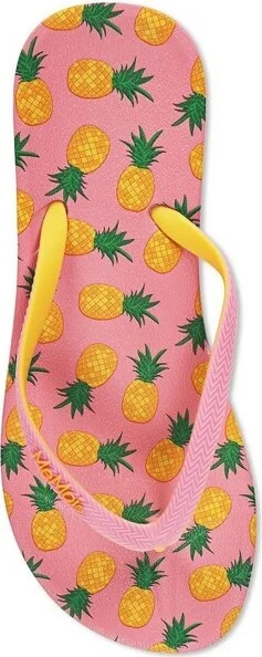 Memoi Women's Pineapple Flip Flops & Mesh Bag Set Confetti Pink M - Image 2