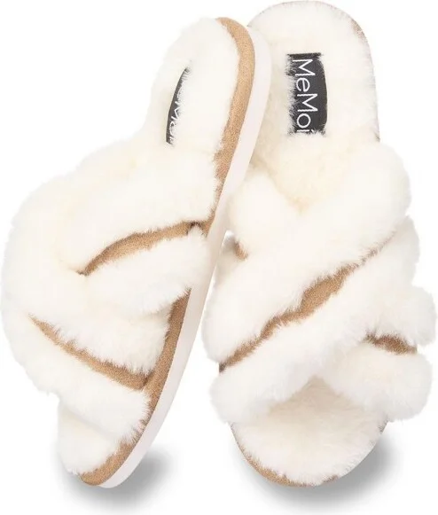 Memoi Women's Serina Plush Slippers Ivory S