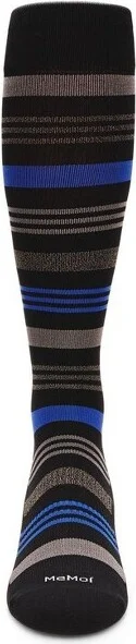 Memoi Women's Striped Nylon 15-20mmHg Graduated Compression Socks Black - Image 2