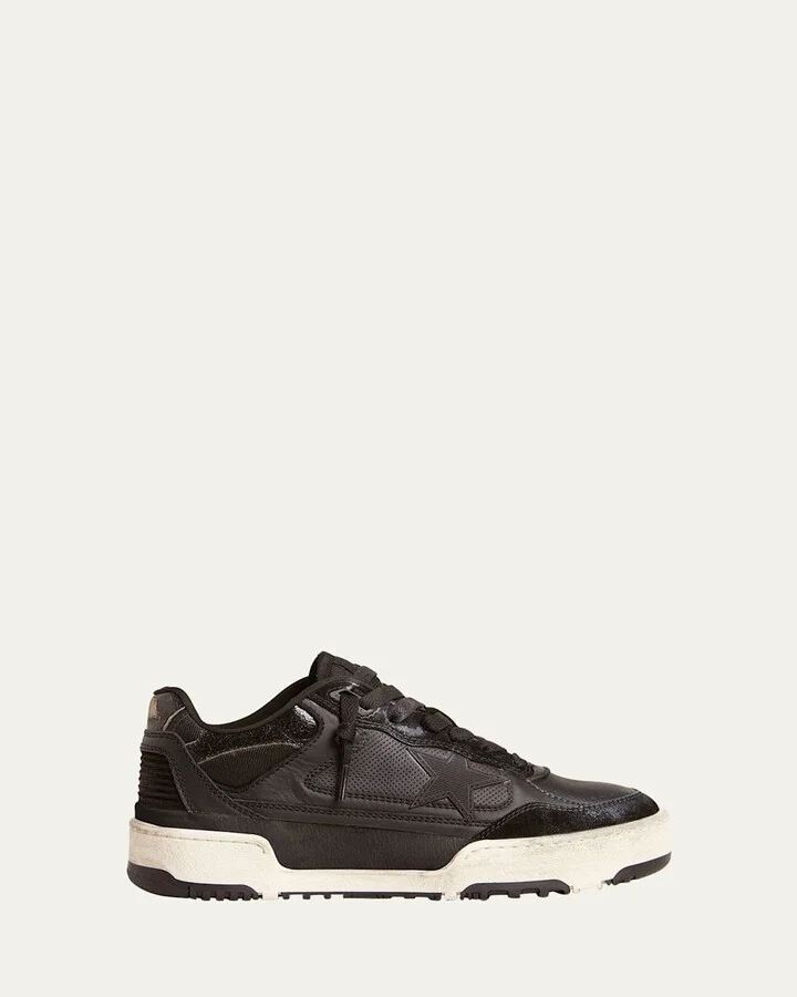 Men’s Forty2 Leather and Suede Low-Top Sneakers