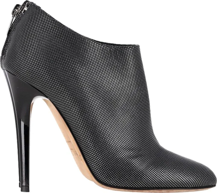 Mendez Glittered High-Heeled Boots in Black Leather