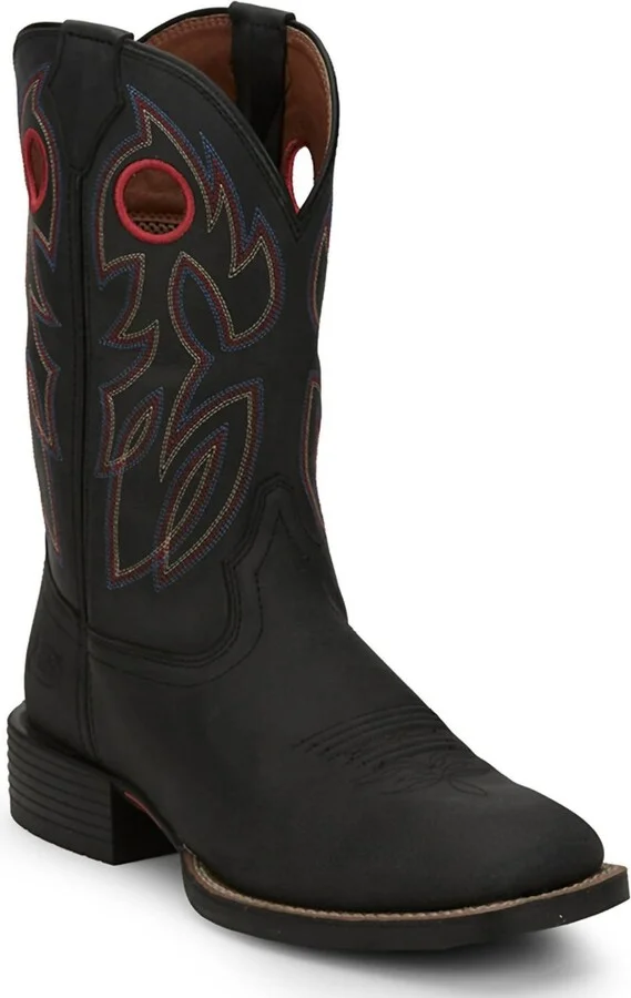 Men's 11" Bowline Western Boots - Broad Square Toe - Medium Width In Black