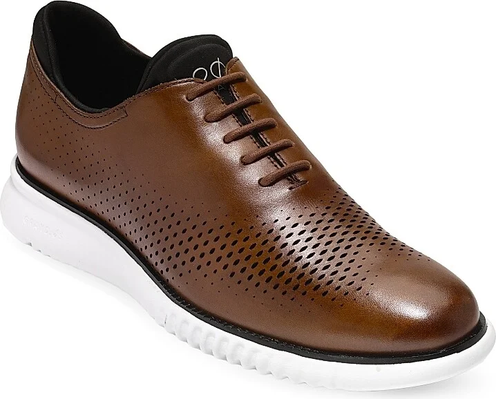 Men's 2.ZEROGRAND Laser Wingtip Oxfords - Tan Black Ivory - Size 10 - Image 2