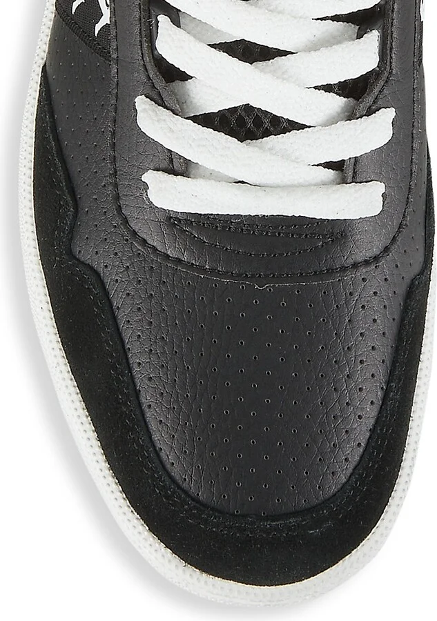 Men's 222 Banda Barnel Leather Sneakers - Black White - Size 6 - Image 4