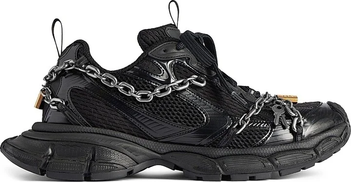 Men's 3XL Chain Sneakers - Black - Size 8