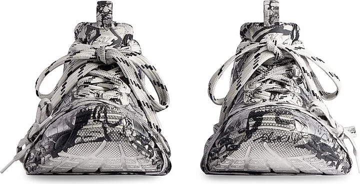 Men's 3XL Extreme Graffiti Sneakers - White Black - Size 9 - Image 4