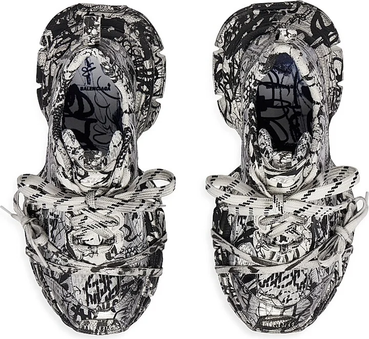 Men's 3XL Extreme Graffiti Sneakers - White Black - Size 9 - Image 5