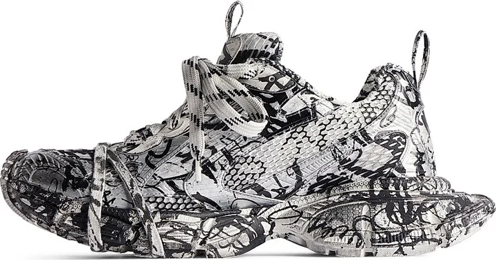 Men's 3XL Extreme Graffiti Sneakers - White Black - Size 9 - Image 6