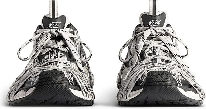 Men's 3XL Extreme Laces Logo Sneakers - White Black - Size 9 - Image 4