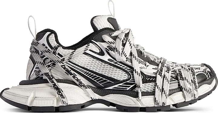 Men's 3XL Extreme Laces Logo Sneakers - White Black - Size 9