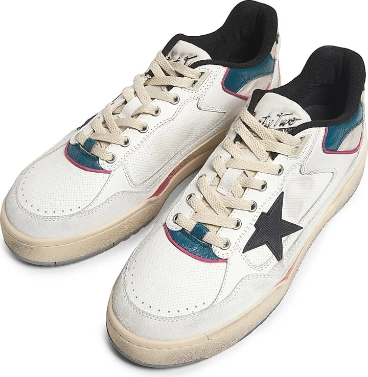 Men's 42 Leather Low-Top Sneakers - White Ottanio Black - Size 6 - Image 4