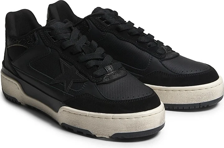 Men's 42 Leather Low-Top Sneakers - White Ottanio Black - Size 6 - Image 7