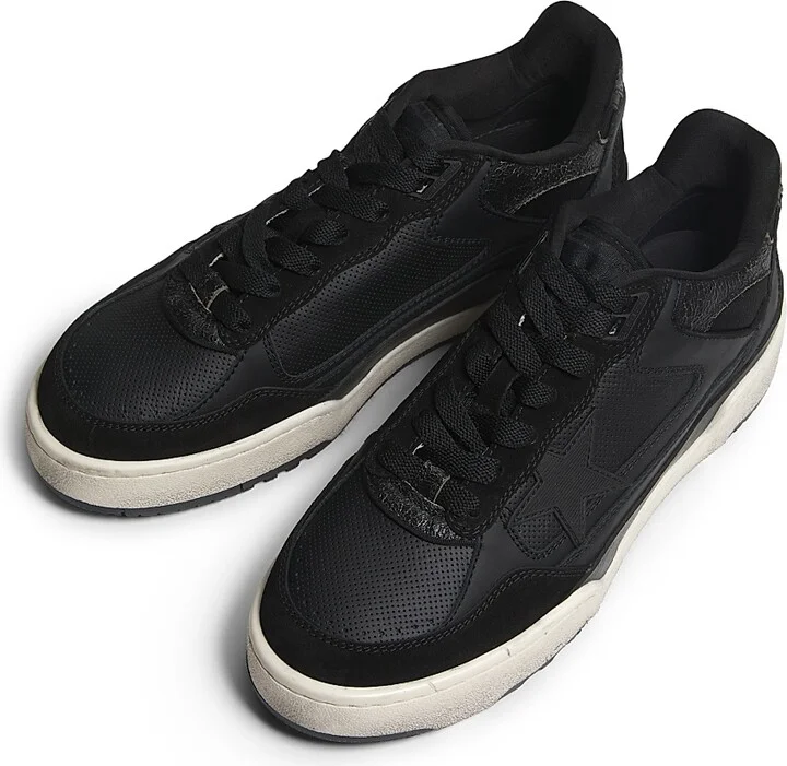 Men's 42 Leather Low-Top Sneakers - White Ottanio Black - Size 6 - Image 9