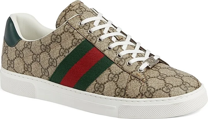 Men's Ace GG Canvas Low-Top Sneakers - Beige - Size 7 - Image 2