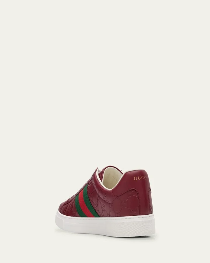 Men's Ace GG Embossed Leather Low-Top Sneakers - Image 2