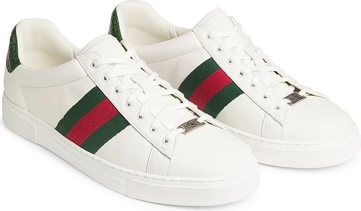 Men's Ace Leather Web Low-Top Sneakers - Green Multi - Size 7 - Image 2