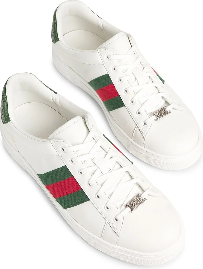 Men's Ace Leather Web Low-Top Sneakers - Green Multi - Size 7 - Image 4