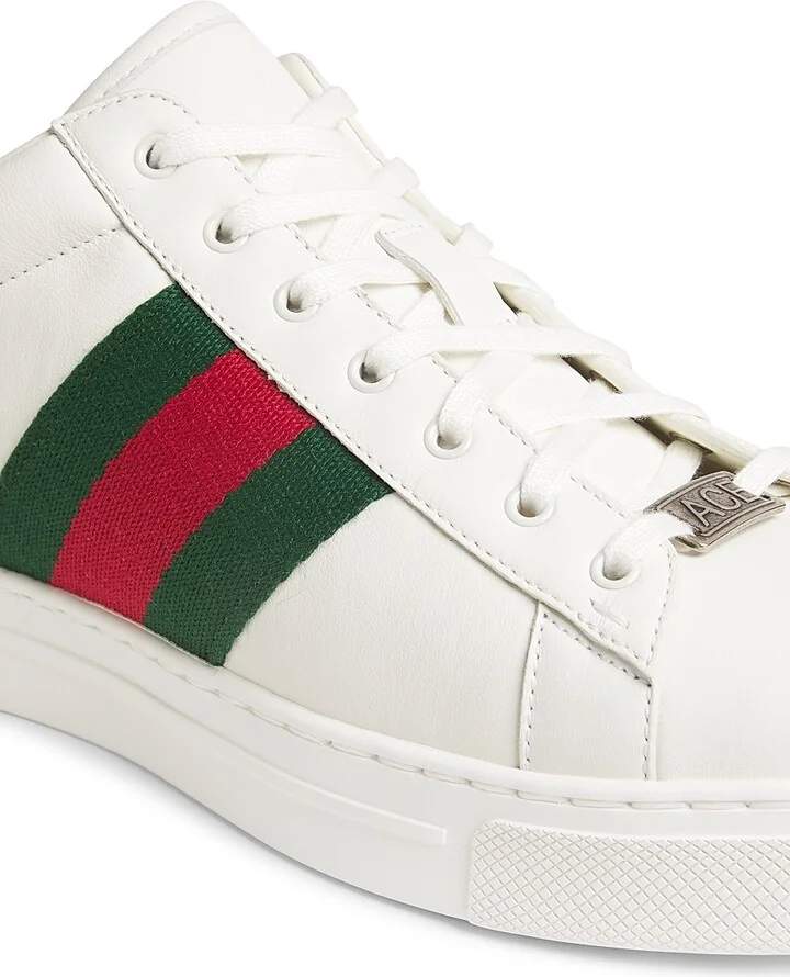 Men's Ace Leather Web Low-Top Sneakers - Green Multi - Size 7 - Image 5