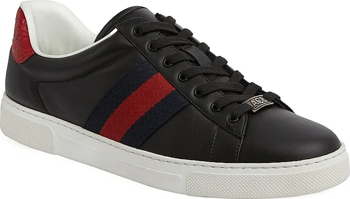 Men's Ace Leather Web Low-Top Sneakers - Green Multi - Size 7 - Image 7