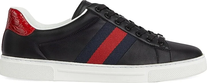 Men's Ace Leather Web Low-Top Sneakers - Green Multi - Size 7 - Image 11