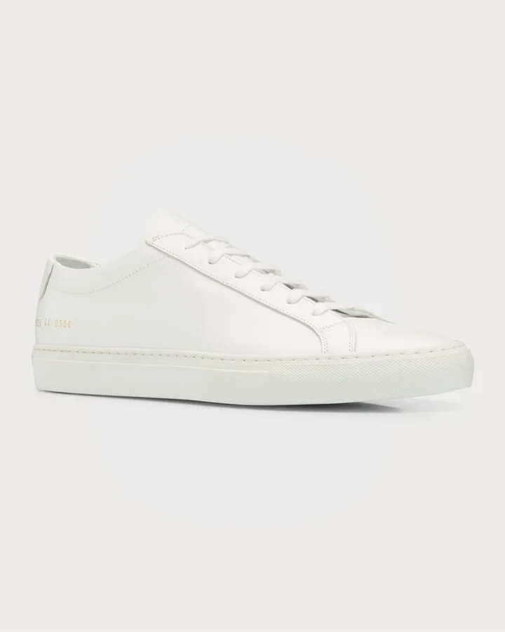 Men's Achilles Leather Low-Top Sneakers, White - Image 2