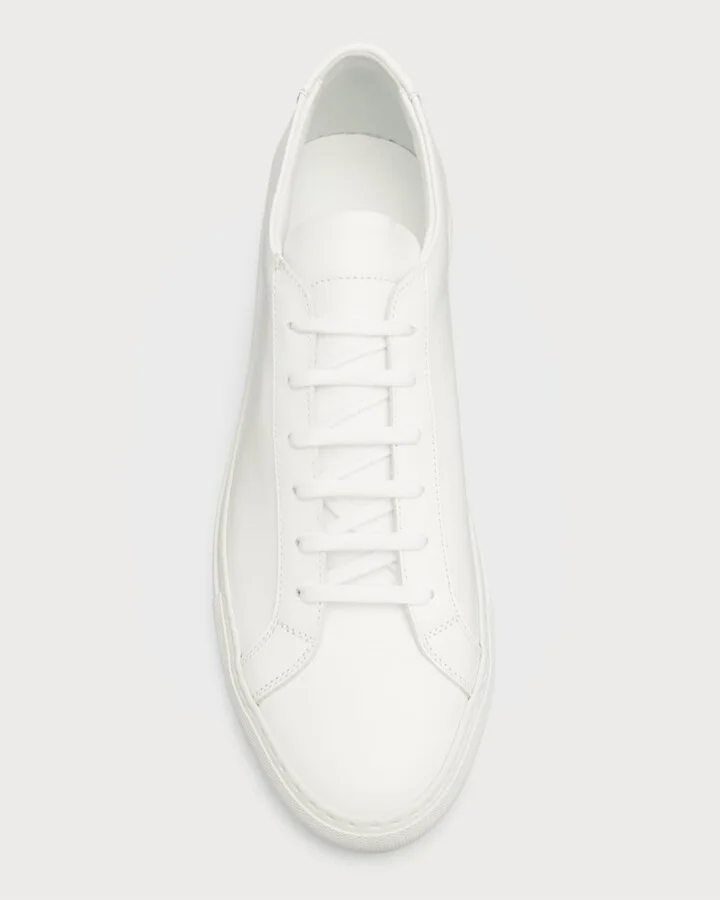 Men's Achilles Leather Low-Top Sneakers, White - Image 7