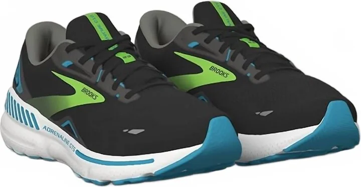 Men's Adrenaline Gts 23 Supportive Running Shoes In Black/hawaiian Ocean/green