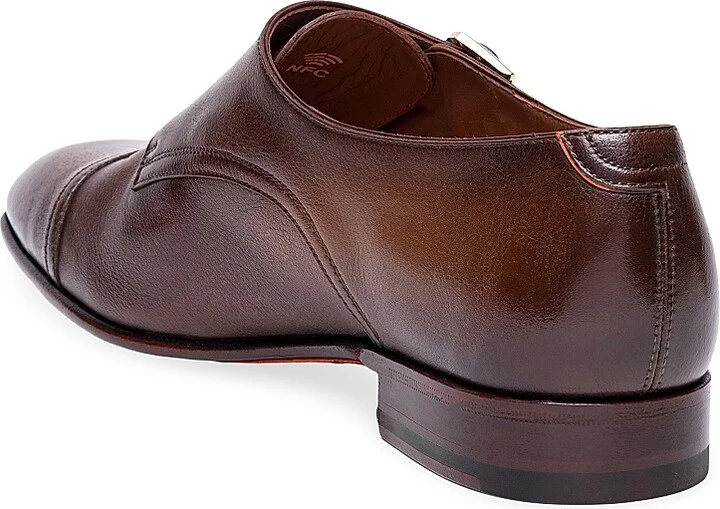 Men's Adrian Monk-Strap Leather Dress Shoes - Brown - Size 6.5 - Image 4