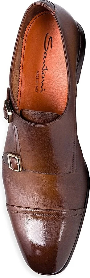 Men's Adrian Monk-Strap Leather Dress Shoes - Brown - Size 6.5 - Image 5