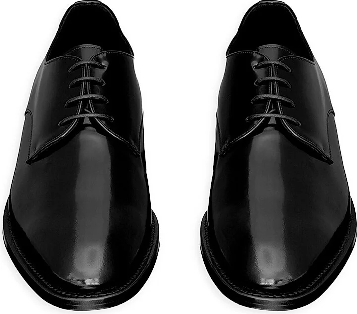 Men's Adrien Derbies in Glazed Leather - Black - Size 7 - Image 2