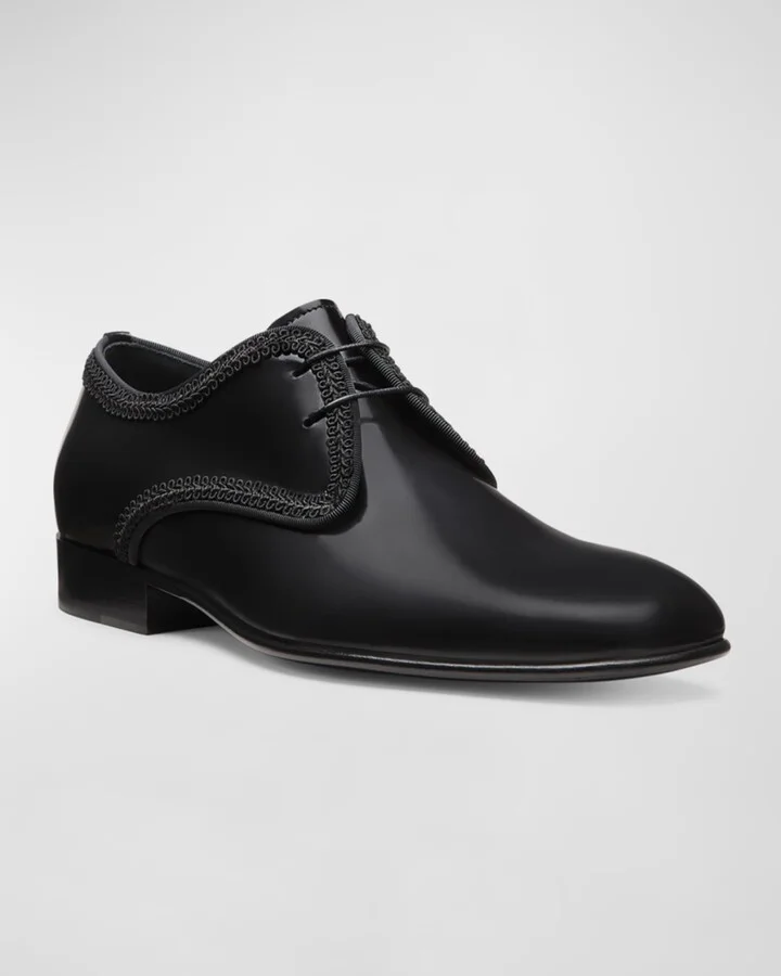 Men's Alastar Fabric-Trim Leather Derby Shoes - Image 2