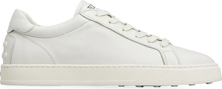 Men's Allacciata Cassetta Leather Sneakers - Bianco Latte - Size 6