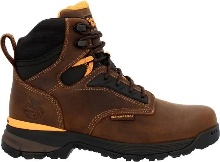 Men's Alloy-Toe 6" Comfort Core Waterproof Work Boot In Dark Brown