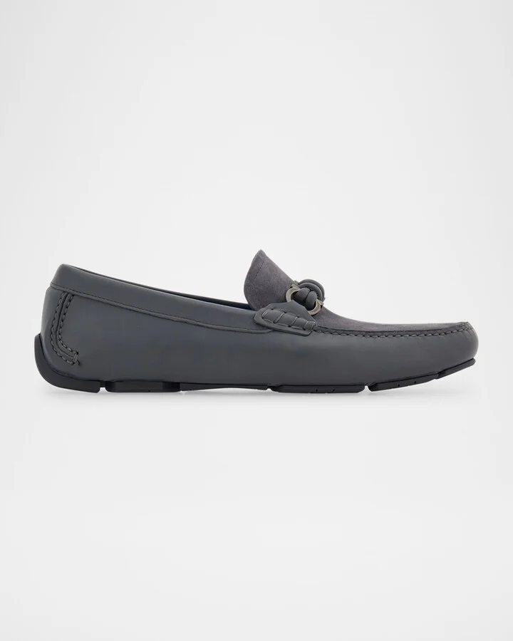 Men's Almeria Gancini-Bit Leather and Suede Drivers