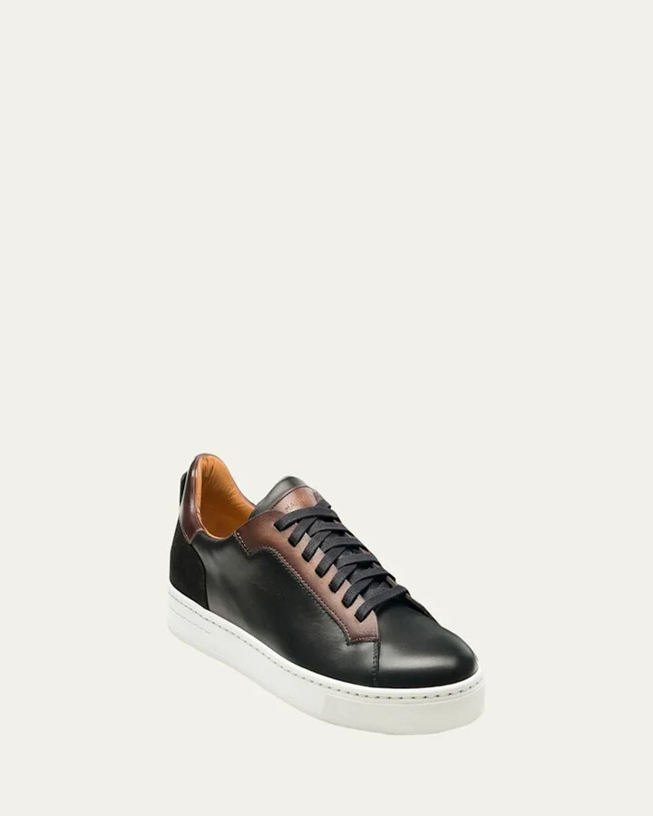 Men's Amadeo Bicolor Leather Low-Top Sneakers - Image 7