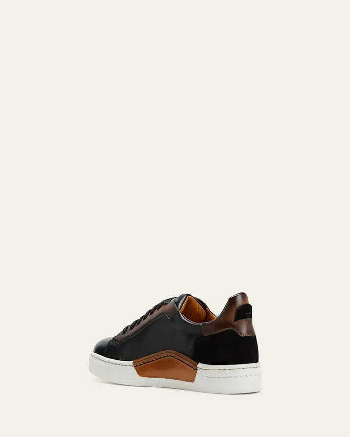 Men's Amadeo Bicolor Leather Low-Top Sneakers - Image 10