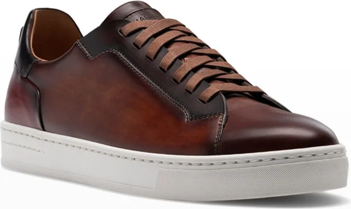 Men's Amadeo Burnished Leather Low-Top Sneakers - Image 2