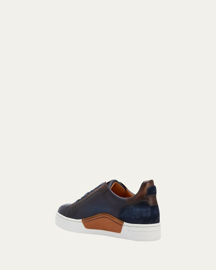 Men's Amadeo Burnished Leather Low-Top Sneakers - Image 2