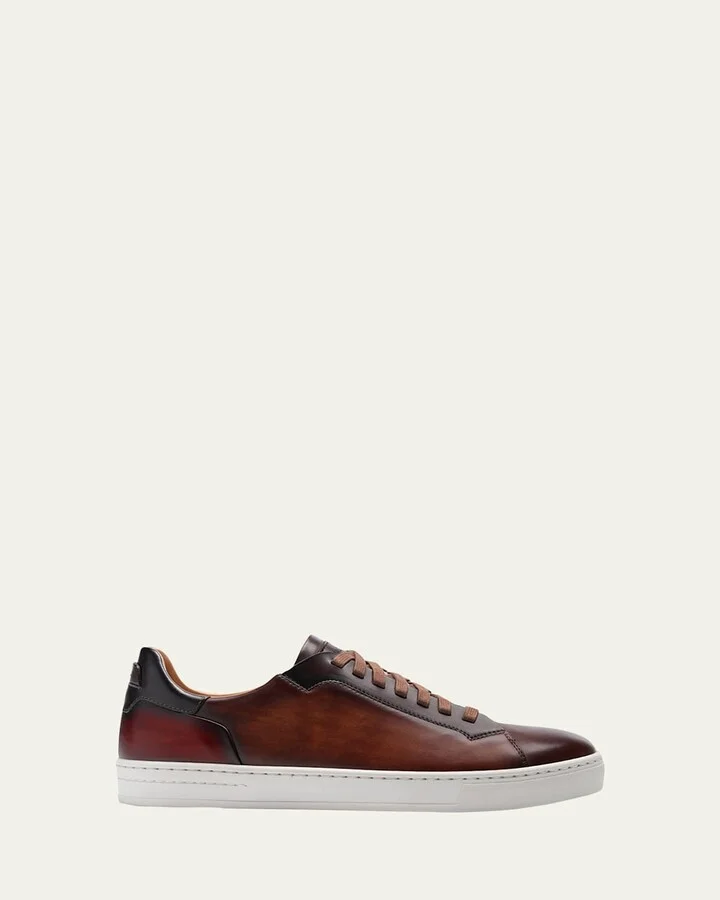 Men's Amadeo Burnished Leather Low-Top Sneakers