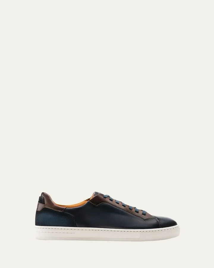 Men's Amadeo Burnished Leather Low-Top Sneakers