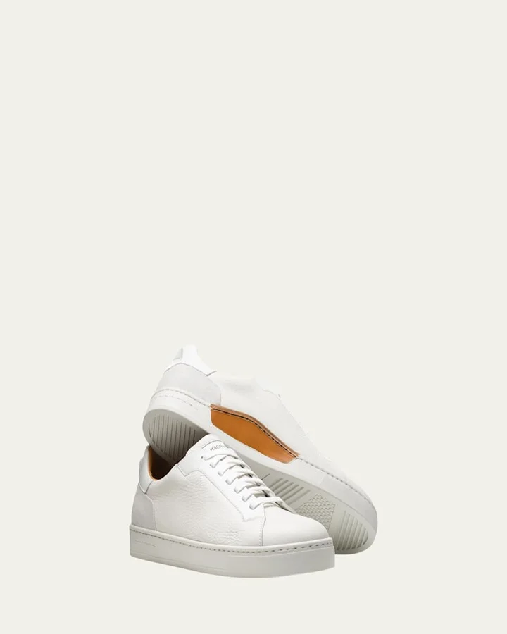 Men's Amadeo Tumbled Leather Low-Top Sneakers - Image 2