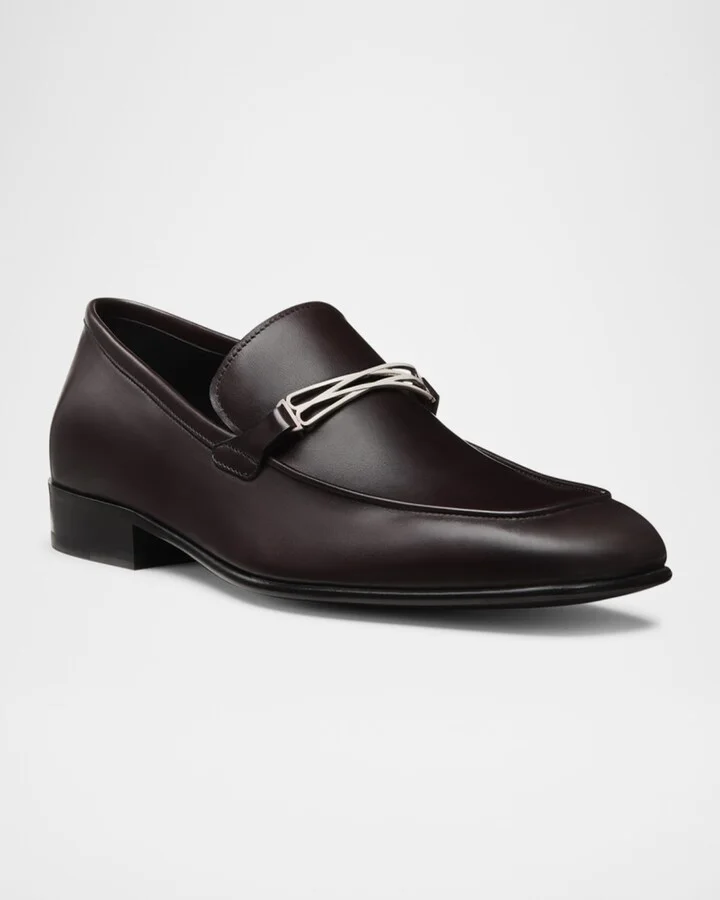 Men's Ambrose Leather Lattice-Bit Loafers - Image 5