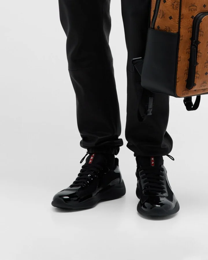 Men's America's Cup Patent Leather Patchwork Sneakers - Image 9