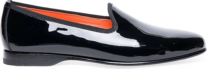 Men's Andrea Patent Leather Formal Loafers - Black - Size 7.5