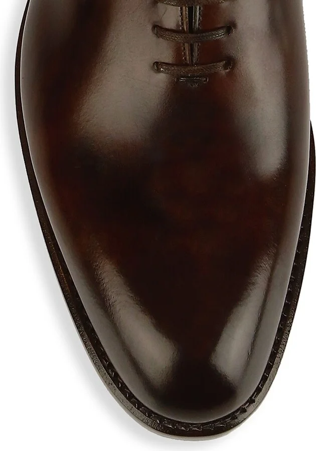 Men's Angiolo Lace-Up Leather Dress Shoes - Brown - Size 10 - Image 4