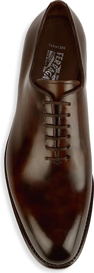 Men's Angiolo Lace-Up Leather Dress Shoes - Brown - Size 10 - Image 5